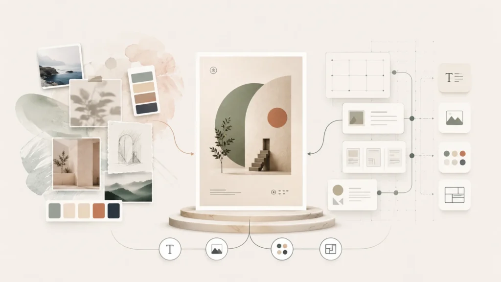 Sistema AI Graphic Designer que visualiza un flujo de trabajo modular que combina exploración creativa, razonamiento estructurado de diseño, análisis de inputs y producción visual controlada. Sistema AI Graphic Designer que visualiza un flujo de trabajo modular que combina exploración creativa, razonamiento estructurado de diseño, análisis de inputs y producción visual controlada.